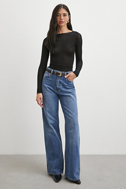 Never more Open Collar Blouse Black