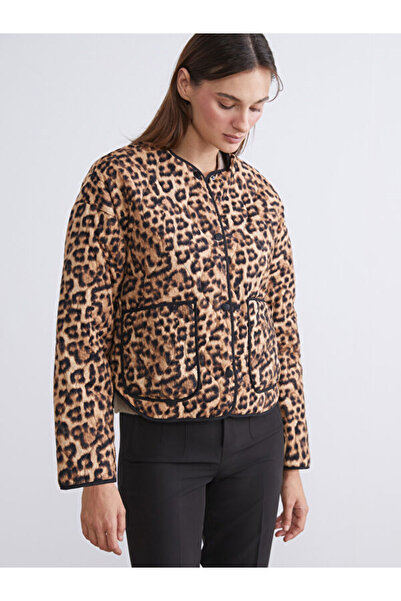 LC Waikiki Γυναικείο παλτό με λεοπάρ σχέδιο με λαιμόκοψη