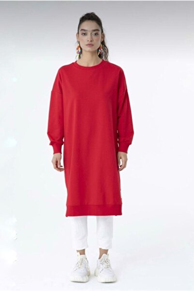 Soul Kadın Uzun Kırmızı Sweatshirt