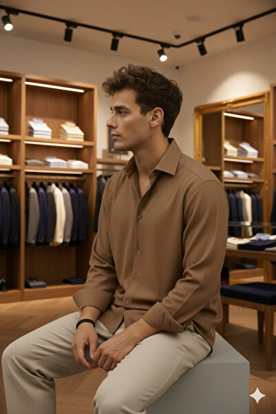 Mamlay Coffee Half Oversized Men's Shirt