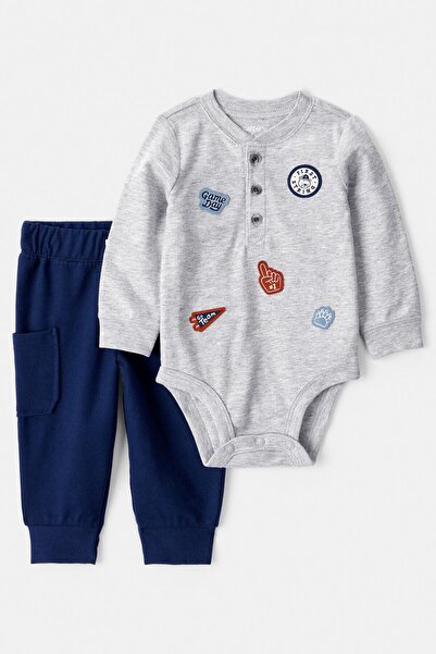 Carter's Erkek Bebek Gri Body Pantolon