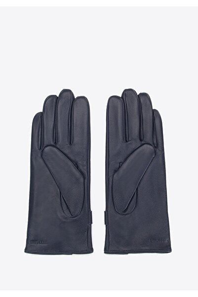Wittchen Women's Leather Gloves with Cutout and Buckle, Navy Blue, Leather