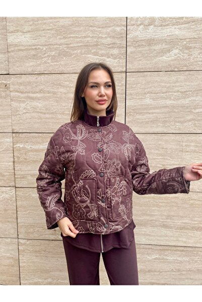 Asadia Astarlı Kadın Kahverengi Kapitone İnce Mont