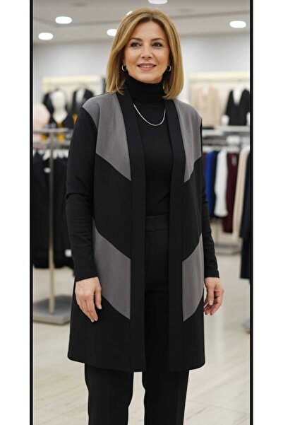 güncüoğlu Long Sleeve Pocketless Two-Tone Long Combed Cotton Jacket