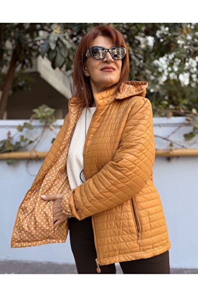 DenizEge Double-Sided Polka Dot Coat Mustard