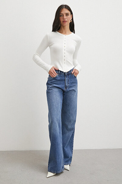 Never more Buttoned Long Sleeve Blouse White