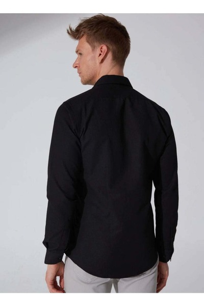 SÜVARİ Dobby Slim Black Men's Shirt Gm2024700573