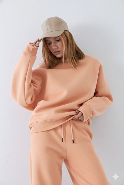 The Champ Clothing Unisex Oversize Sweatshirt Basic Orange – Crew Neck, 3 Thr...