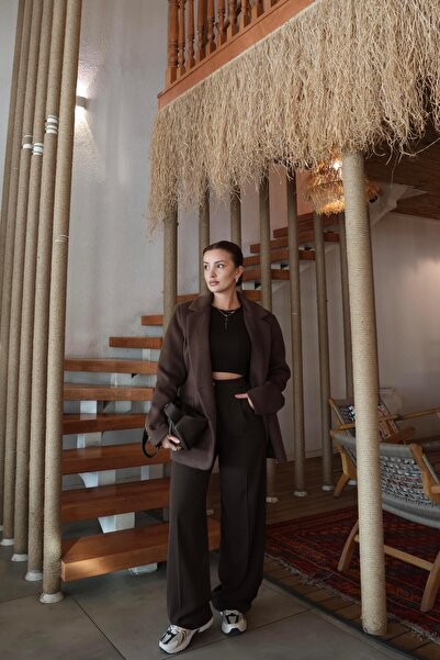 BAŞARAN Brown Palazzo Trousers