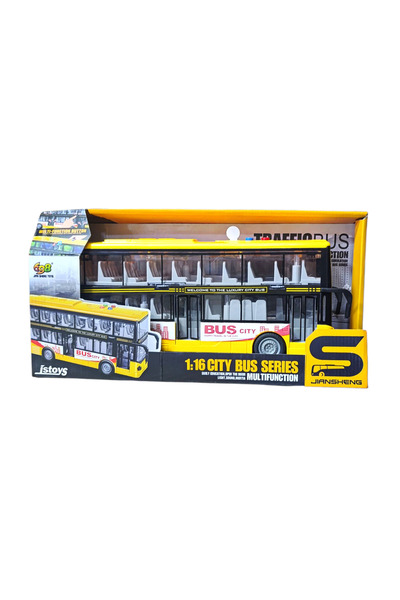 Brother Toys Tourist Sightseeing Bus 2 Double-Decker Middle and Front Doors Can Be Opened Light and Sound Toy City Bus 27 cm