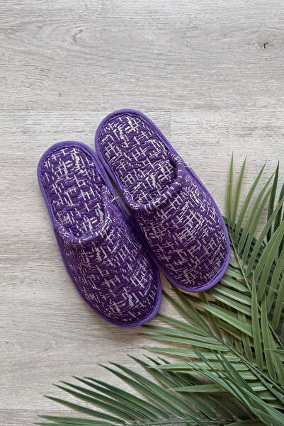 FUGA MODA Papuci de casă cu model țesut în carouri violet Alice