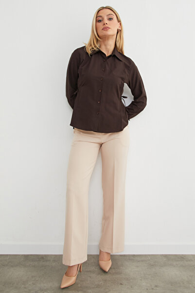 Fulla Moda Βασικό πουκάμισο με λεπτομέρεια πλευρικής δεσίματος