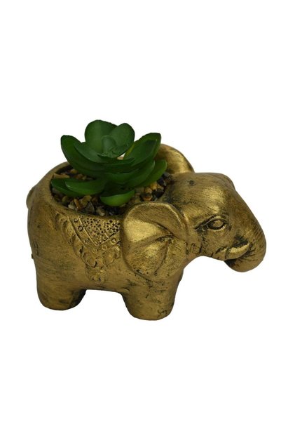 Generic Elephant Statue Plant Pot With Artificial Plant Vintage Ceramic Plant...