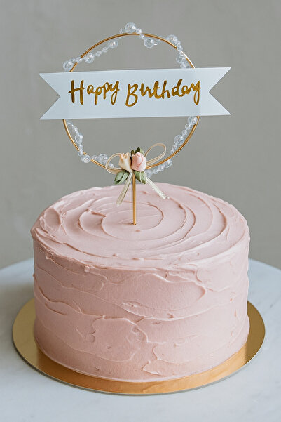 Partifabrik Happy Birthday Pasta Süsü Boncuklu Yuvarlak