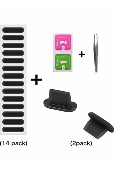 Generic Speaker Mesh Dustproof Adhesive Sticker with Dust Plugs and Tweezers (Black)