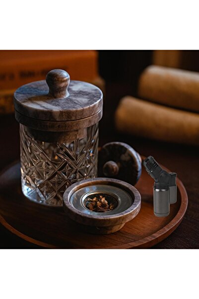 PERLOTUS طقم تدخين الويسكي والكوكتيل الرخامي مع غطاء ومقبض (يشمل رقاقة، ومبخرة، وجهاز تصفية)