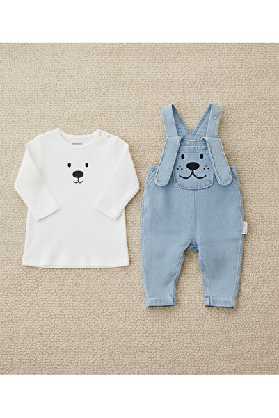 EYMİRGİYİM Long Sleeve Eared Salopet Girl Boy Baby Kids 3-Piece Set 6-9 Months, 9-12 Months, 12-18 Months, 18-24 Months