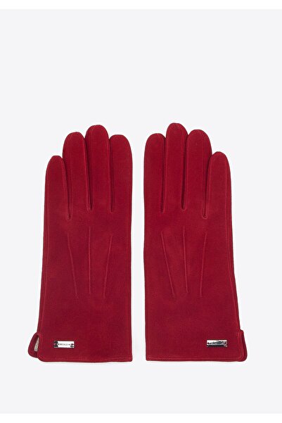 Wittchen Women's Dark Red Velour Gloves Dark Red Velour Leather Gloves