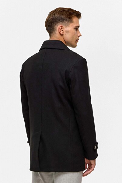 SÜVARİ Double-Breasted Black Men's Coat Kb2010100323