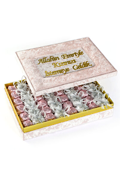 Hacı Şerif Kız İsteme Çikolatası (Kadife Dikdörtgen Pembe Kutu)