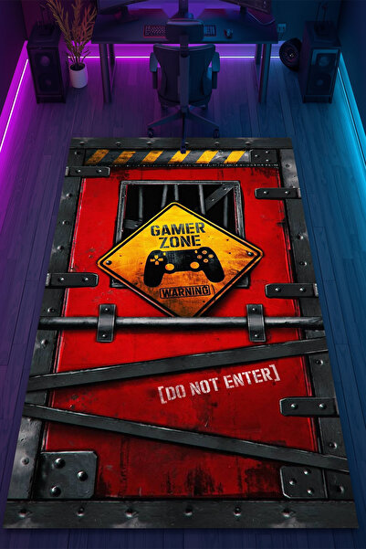 HalıOnline Gamer Konsol Desenli Kaymaz Taban Makinede Yıkanabilir Gaming Oyun...