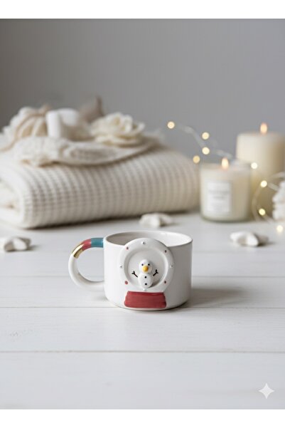 Deniz Kızı Seramik Handmade Ceramic Cup Snowman