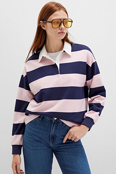 Mavi Kadın Polo Yaka Modelli Penye