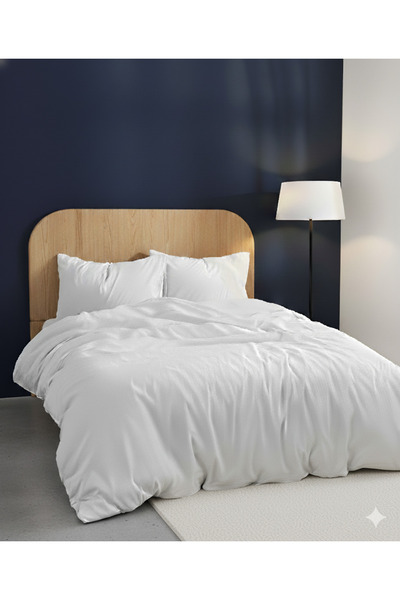 Medaillon Home White 100% Cotton Double Duvet Cover Set