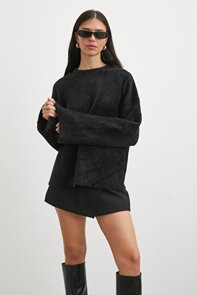 Never more Crew Neck t Sleeve Sweater Black