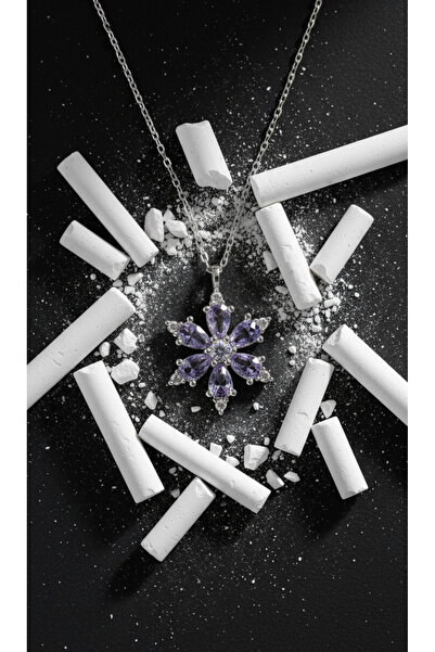 BBR Collection Zarif Mor Taşlı Kar Tanesi Kolye - Göz Kamaştırıcı Şıklık 💜
