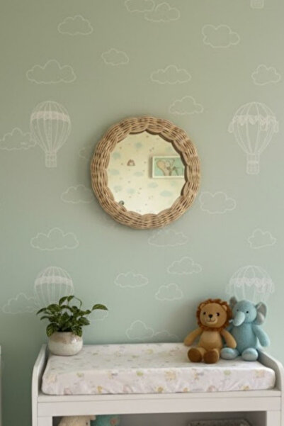 Marena Home Bambu Rattan Ayna 20 cm - Bohem Tarz Bambu Dekoratif Duvar Aynası...