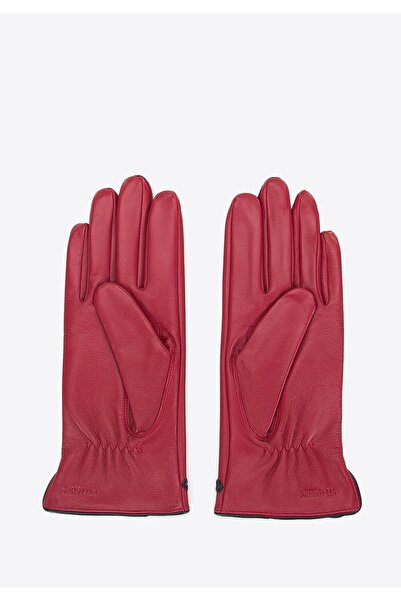 Wittchen Women's leather gloves with spike trim, red, leather