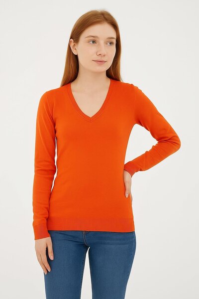 Fashion Friends Stretchy V-Neck Sweater Tile