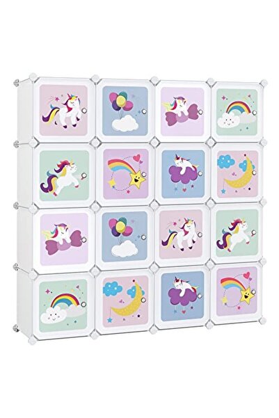 Talis Set of 16 modular storage cubes, Songmics, White, 123x31x123 cm