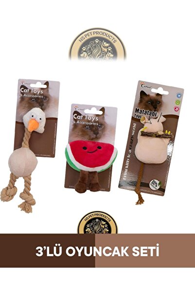 Eastland Catnipli Peluş Tavuk - Catnipli Hışırtılı Peluş Karpuz - Matatabili Peluş Fare Kedi Oyuncağ