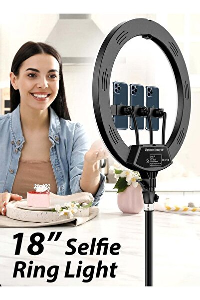 TheMohrim حلقة إضاءة LED قابلة للتعتيم مقاس 18 بوصة مع حامل ثلاثي القوائم بطو...