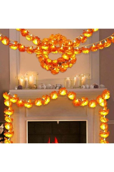 Generic 20 Lights Orange Chrysanthemum Flower Garland – 3 m Battery-Powered M...