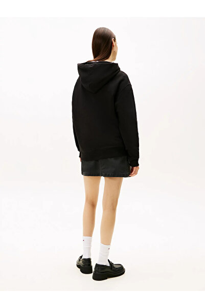 Tommy Hilfiger Tjw Relaxed Fit Party Flag Women's Black Sweatshirt Dw0Dw21605Bds