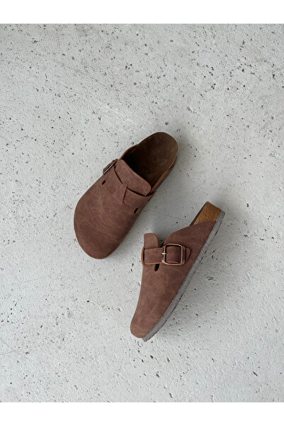 MİLAYA SHOES Hardy Soft Step Buckle Suede Slippers – Suitable for Home and Outdoor Use