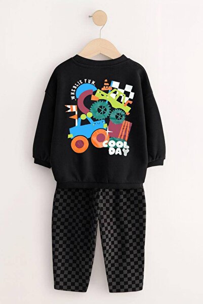 Monila Boys' Printed 3 Thread Cotton Fabric Top and Bottom Set