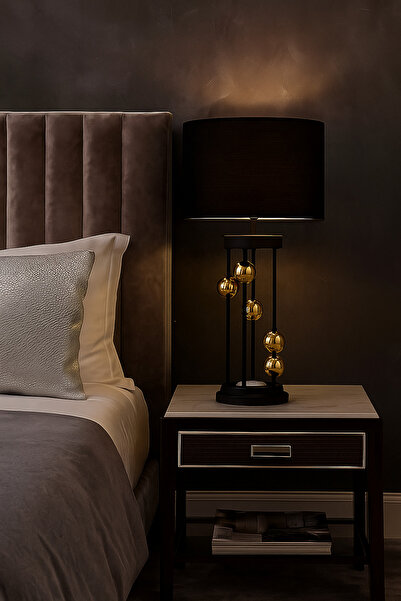 VENÜS NOVA VENÜS ARCTURUS SİYAH&GOLD TOPLU SİLİNDİR ABAJUR