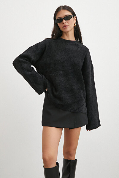 Never more Crew Neck t Sleeve Sweater Black