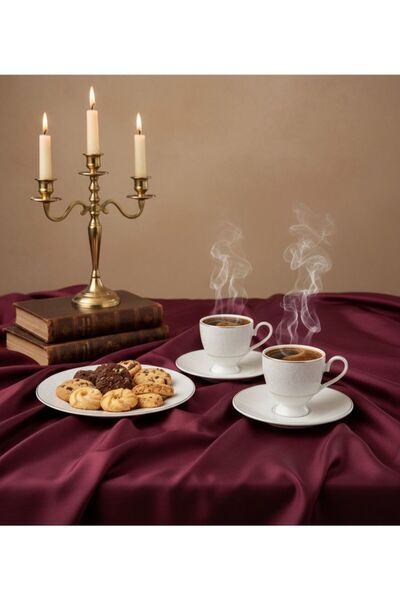 maisone home Luxury Porcelain Coffee Cup Set: White Gold Detailed Set for 6 P...