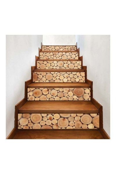 Generic 6-Piece Qiangtie Retro Style Stair Sticker Set Brown/Beige 18x100cm
