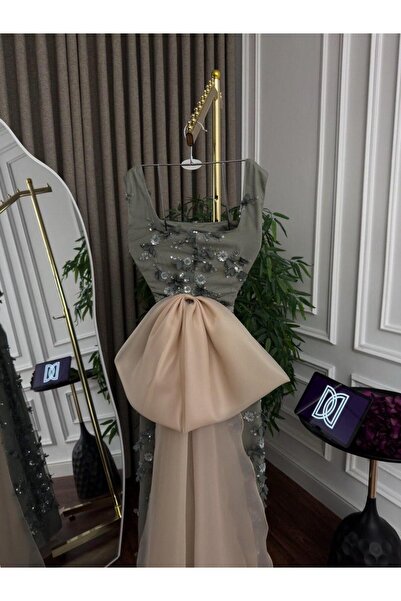 FAKHM AL SAWAR Luxurious olive and beige dress for special occasions