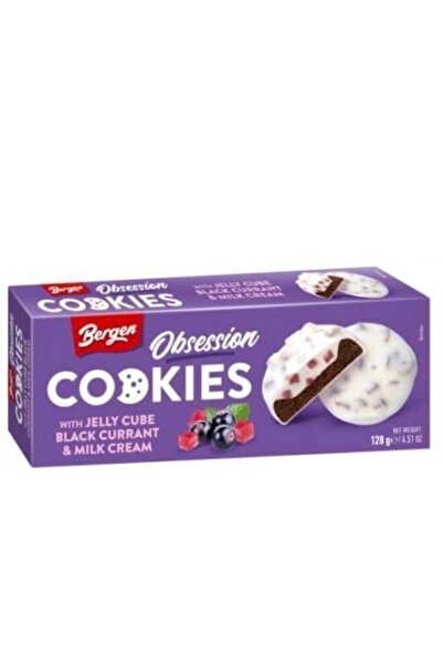 BERGEN COOKİES Biscuiti Premium cu crema de lapte si jeleu de coacăze negre