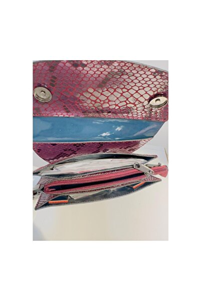 Octagon حقيبة بلون البرقوق بنقشة الثعبان