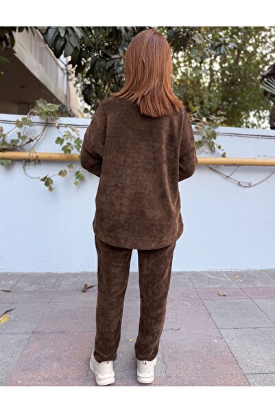 DenizEge Ιταλικό βελούδινο κοστούμι καφέ