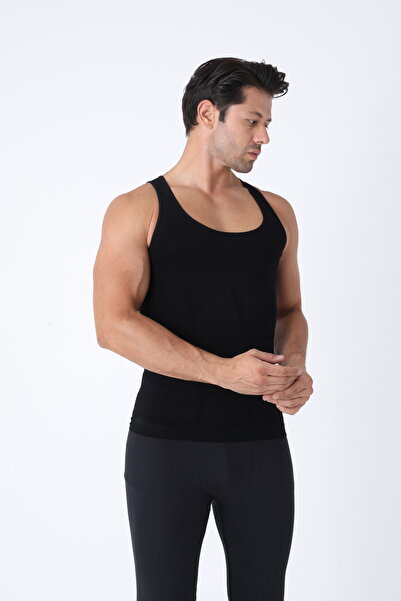 Serena Men's shapewear tank top – black, Stitch-Free, 82% polyamide