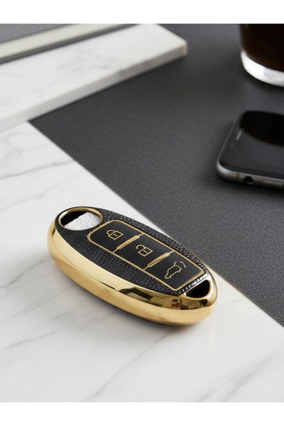 Lanitra غطاء مفتاح نانو جلد ذهبي لسيارات نيسان قشقاي J10 J11 وجوك و350Z وإكست...